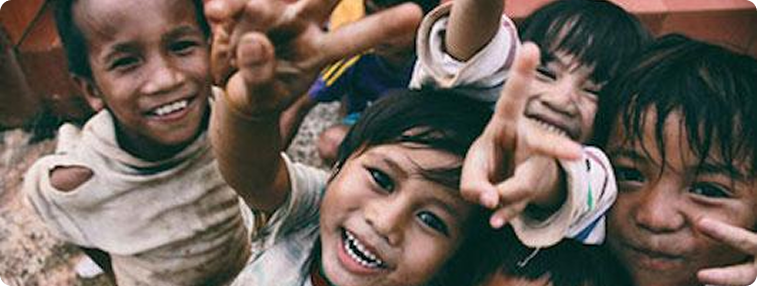 Happy children smiling and gesturing